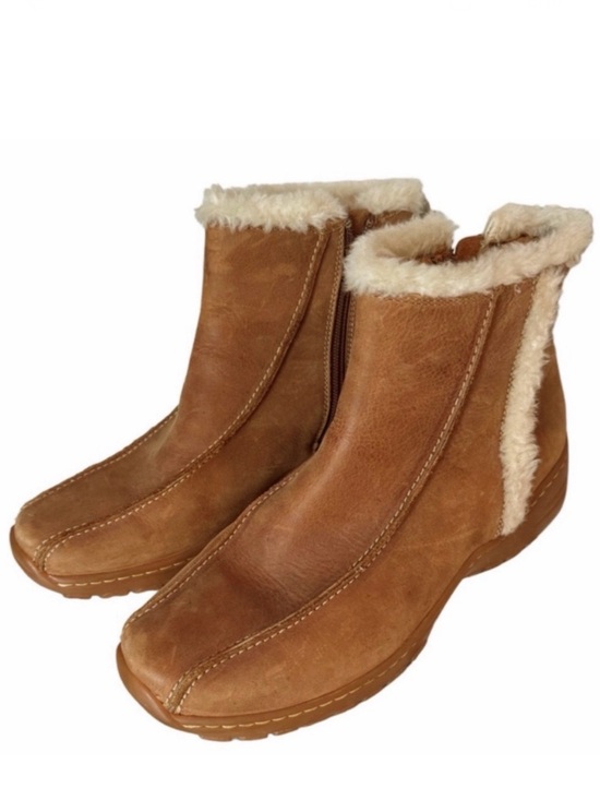 Sofft Shoes - Sofft Tan Nubuck Shearling Trimmed Ankle Boots Size 8.5